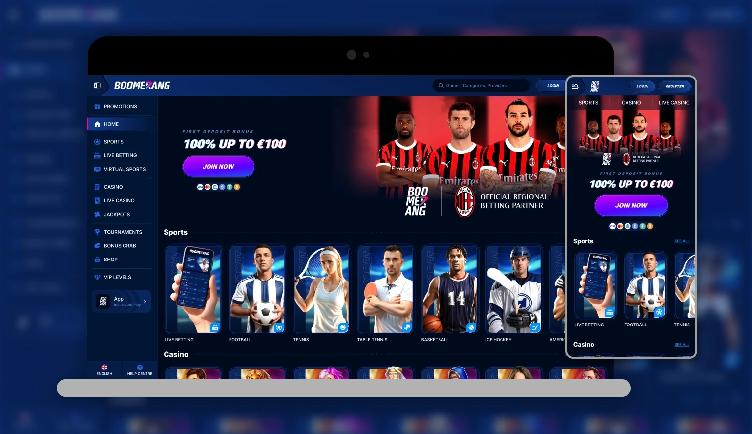 BoomerangBet Casino App-schermafbeelding